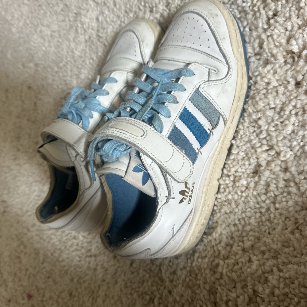 Adidas Woman’s White and Blue Sneakers